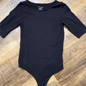 Free People Black Short-Sleeve One-Piece Bodysuit